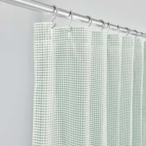 MALAYA GINGHAM SHOWER CURTAIN IN LEAF - Included in: Malaya,Shower Curtains Money Back Guarantee