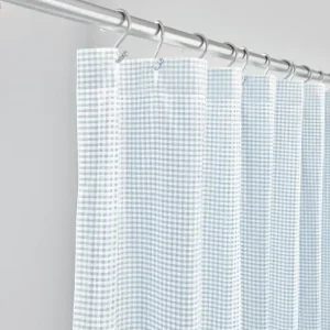 MALAYA GINGHAM SHOWER CURTAIN IN SKY - Included in: Malaya,Shower Curtains Secure Checkout