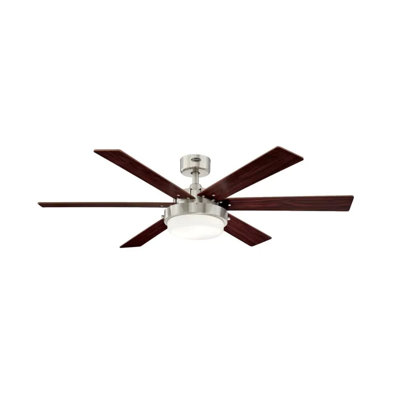 Authentic Westinghouse 52" Wide Alloy II 2 Light 6 Blade LED Hanging Indoor Ceiling Fan with Reversible Blades, Light Kit and Downrod Included