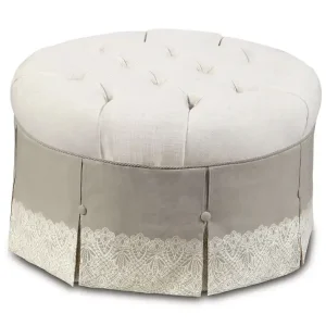 Cheap LEDGER WHITE ROUND OTTOMAN - Included in: Sabelle