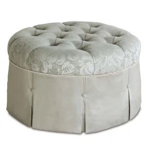 LOURDE CELADON ROUND OTTOMAN - Included in: Lourde Must Have