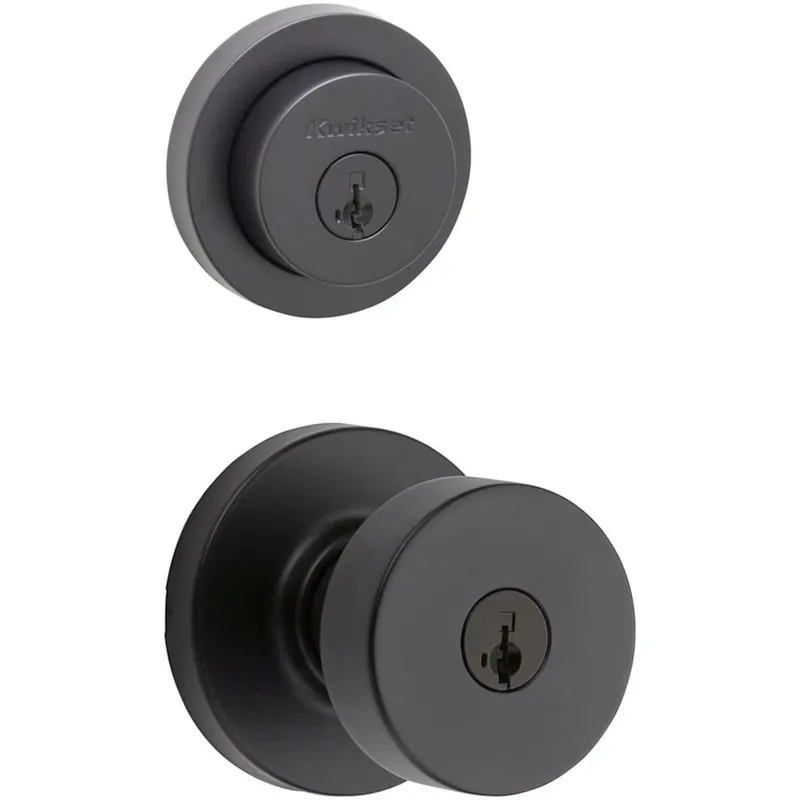 Best Price Kwikset Pismo (Round Rosette) Knob and 158 Deadbolt Combo Pack with SmartKey