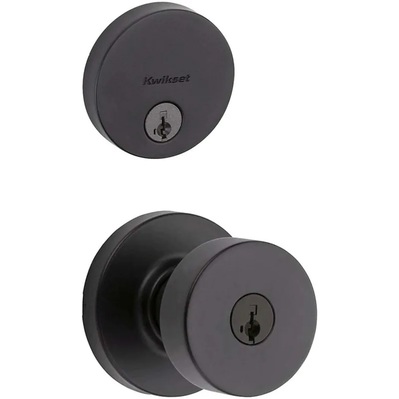 Kwikset Pismo Single Cylinder Keyed Entry Knob Set and Uptown Deadbolt Combo Pack with SmartKey Clearance