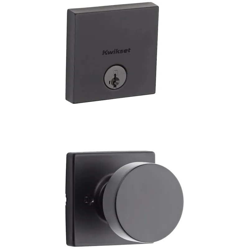 Kwikset Pismo Passage Knob Set and Single Cylinder Keyed Entry Deadbolt Combo with SmartKey from the Downtown Collection Shop Now