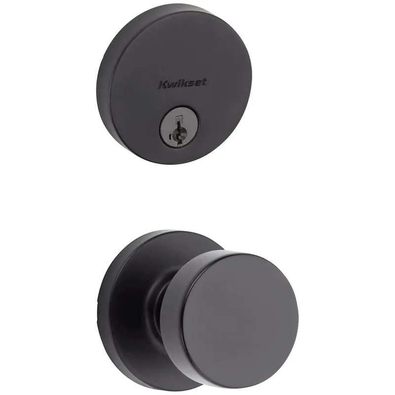 Kwikset Pismo Passage Knob Set and Single Cylinder Keyed Entry Deadbolt Combo with SmartKey from the Uptown Collection Must Have