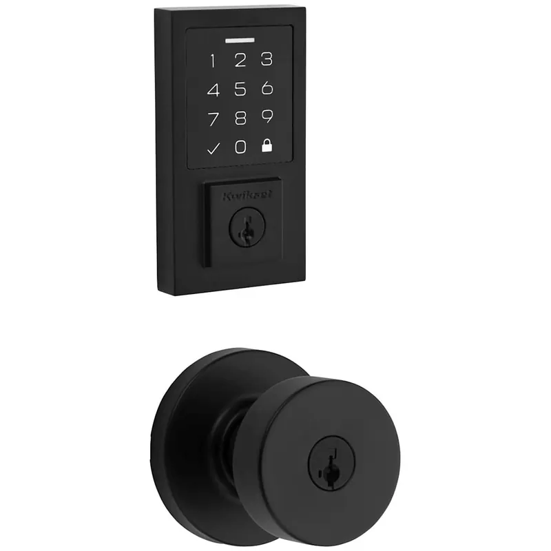 Limited Offer Kwikset Pismo Keyed Entry Knob Set and Electronic Keyless Entry Deadbolt Combo Pack with SmartKey from the SmartCode Deadbolts Touchscreen Collection