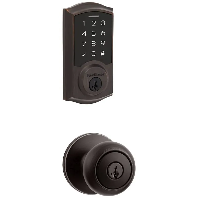 Trusted Brand Kwikset Cove Keyed Entry Knob Set and Electronic Keyless Entry Deadbolt Combo Pack with SmartKey from the SmartCode Deadbolts Touchscreen Collection