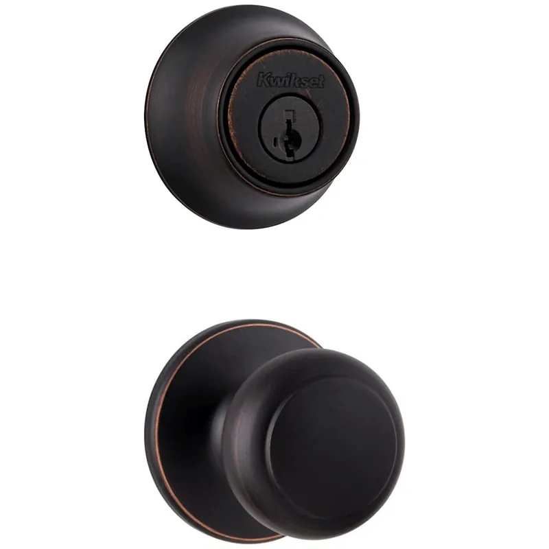Premium Kwikset Cove Passage Knob Set and Single Cylinder Keyed Entry Deadbolt Combo with SmartKey from the 660 Series