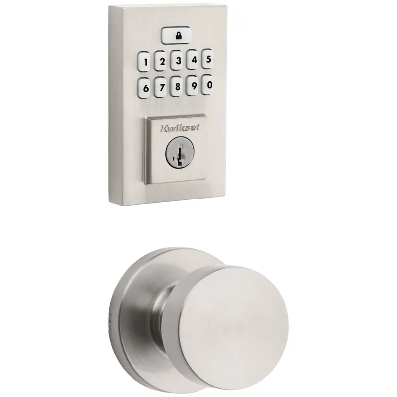 Kwikset Pismo Passage Knob Set and Electronic Keyless Entry Deadbolt Combo Pack with SmartKey from the SmartCode Deadbolts Touchpad Collection Professional Grade