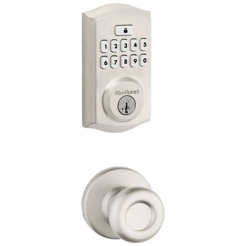 Kwikset Tylo Passage Knob Set and Electronic Keyless Entry Deadbolt Combo Pack with SmartKey from the SmartCode Deadbolts Touchpad Collection Budget
