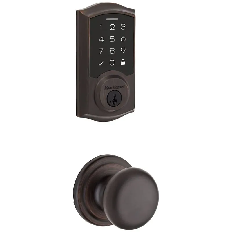 Money Back Guarantee Kwikset Hancock Passage Knob Set and Electronic Keyless Entry Deadbolt Combo Pack with SmartKey from the SmartCode Deadbolts Touchscreen Collection