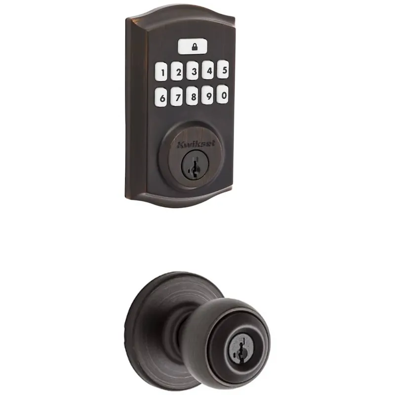 Kwikset Polo Keyed Entry Knob Set and Electronic Keyless Entry Deadbolt Combo Pack with SmartKey from the SmartCode Deadbolts Touchpad Collection Factory Price