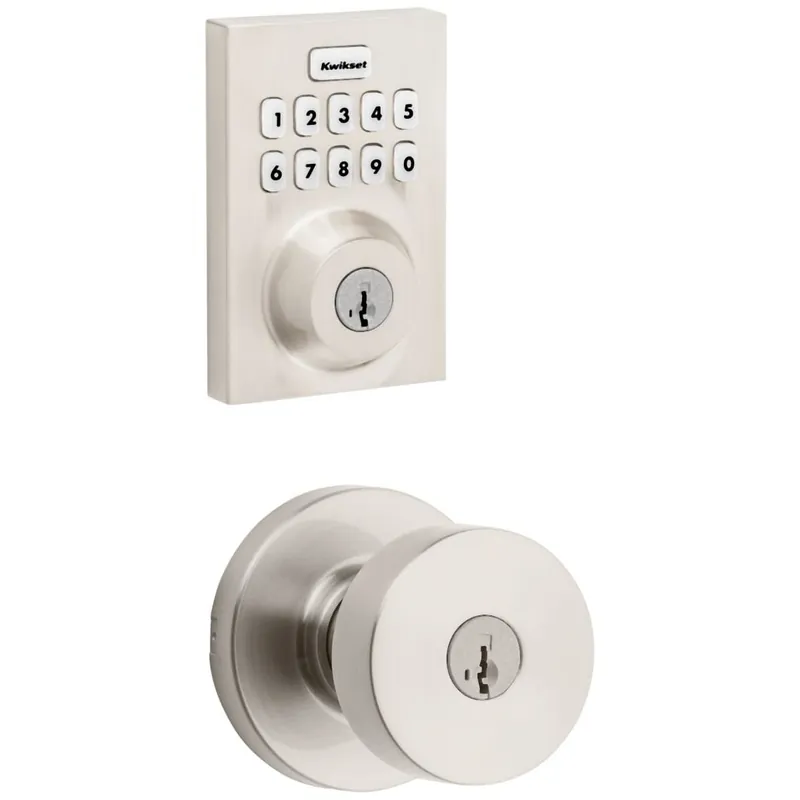 Kwikset Pismo Single Cylinder Keyed Entry Knob Set and Electronic Keyless Entry Deadbolt Combo Pack with SmartKey from the Home Connect Collection Bargain