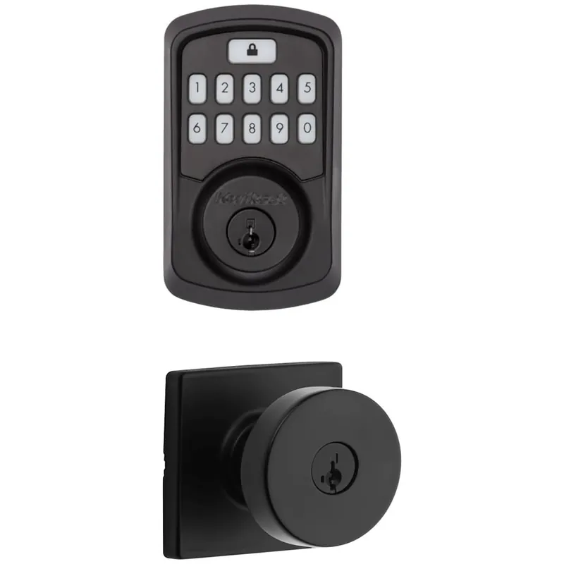 Kwikset Pismo Single Cylinder Keyed Entry Knob Set and Electronic Keyless Entry Deadbolt Combo Pack with SmartKey from the Aura Collection One Day Deal