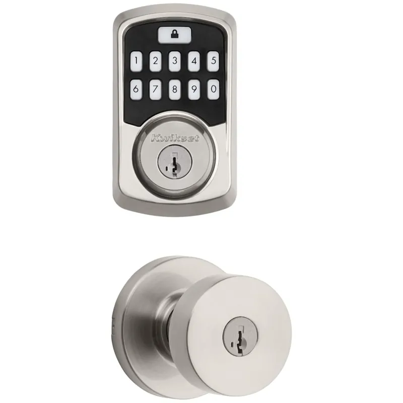 Kwikset Pismo Single Cylinder Keyed Entry Knob Set and Electronic Keyless Entry Deadbolt Combo Pack with SmartKey from the Aura Collection No Minimum Order