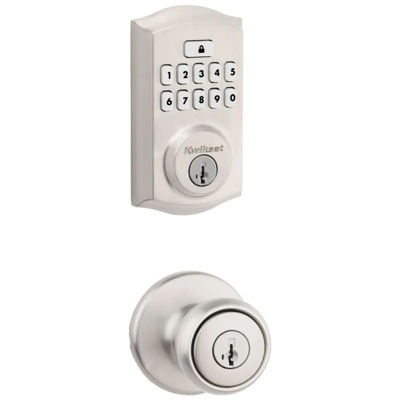 Kwikset Tylo Keyed Entry Knob Set and Electronic Keyless Entry Deadbolt Combo Pack with SmartKey from the SmartCode Deadbolts Touchpad Collection Buy Online