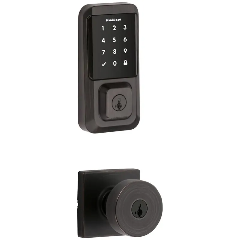 Kwikset Pismo Single Cylinder Keyed Entry Knob Set and Electronic Keyless Entry Deadbolt Combo Pack with SmartKey from the Halo Collection Price Drop