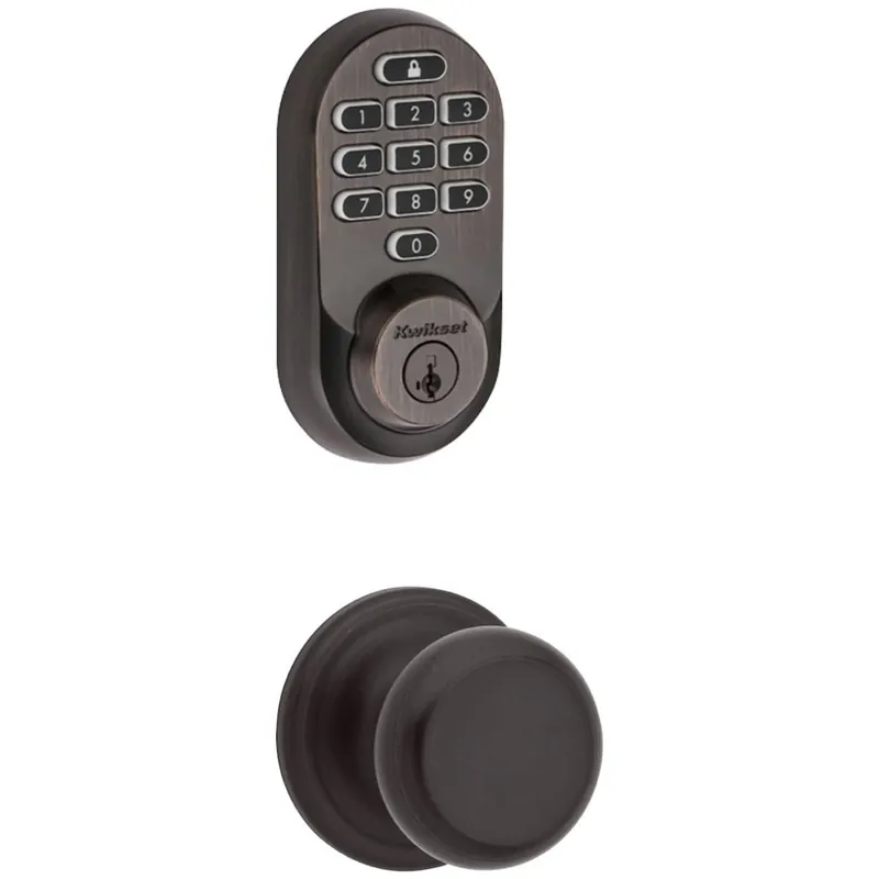 Limited Time Kwikset Juno Passage Knob Set and Electronic Keyless Entry Deadbolt Combo Pack with SmartKey from the Halo Collection
