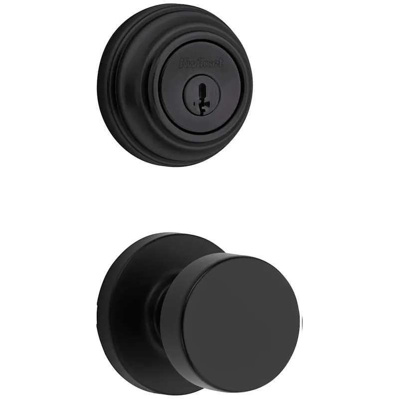 Kwikset Pismo Passage Knob Set and Single Cylinder Keyed Entry Deadbolt Combo with SmartKey from the 980 Series No Minimum Order