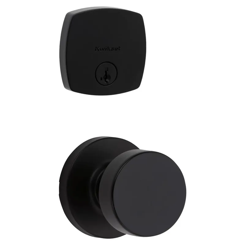 Kwikset Pismo Passage Knob Set and Single Cylinder Keyed Entry Deadbolt Combo with SmartKey from the Midtown Collection Clearance