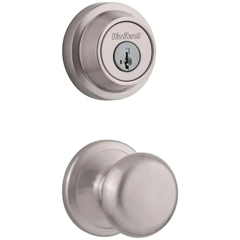 Luxury Kwikset Juno Passage Knob Set and Single Cylinder Keyed Entry Deadbolt Combo with SmartKey from the Contemporary Collection