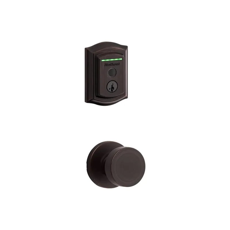 Kwikset Pismo Passage Knob and 959 Fingerprint Traditional Halo WiFi Enabled Deadbolt Combo Pack with SmartKey Clearance