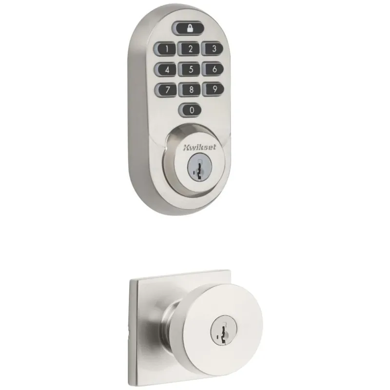 Order Now Kwikset Pismo Single Cylinder Keyed Entry Knob Set and Electronic Keyless Entry Deadbolt Combo Pack with SmartKey from the Halo Collection