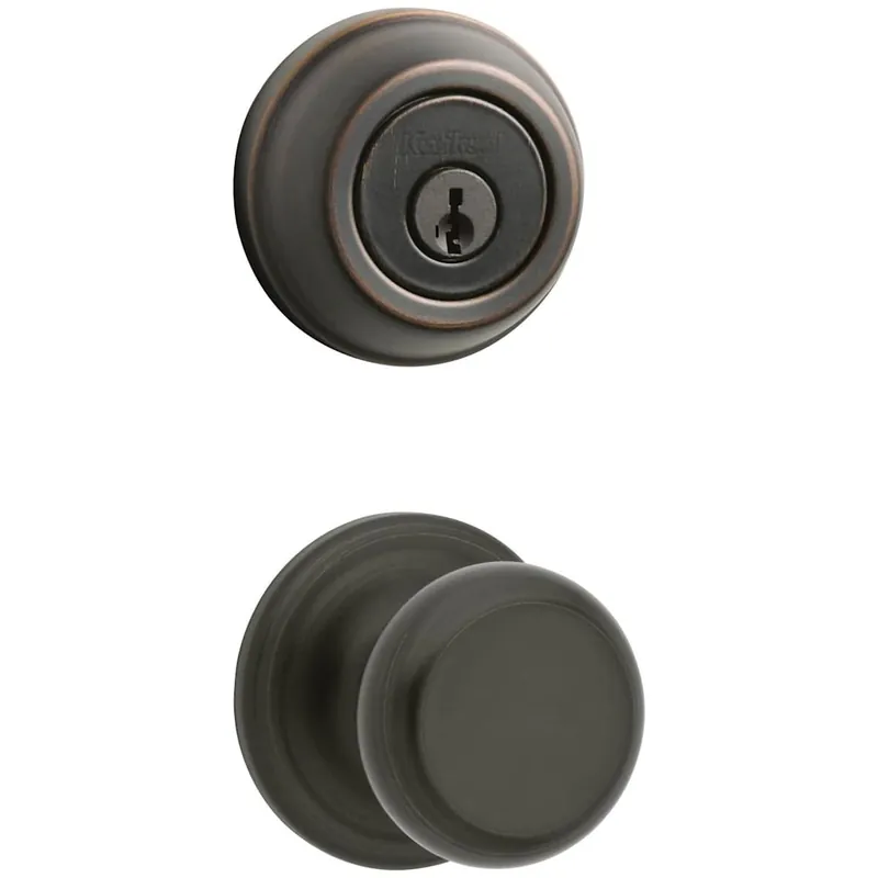 Seasonal Sale Kwikset Juno Passage Knob Set and Single Cylinder Keyed Entry Deadbolt Combo with SmartKey from the 780 Series