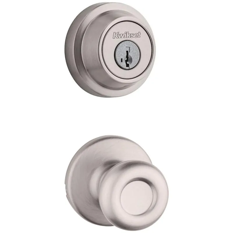 Kwikset Tylo Passage Knob Set and Single Cylinder Keyed Entry Deadbolt Combo with SmartKey from the Contemporary Collection Budget