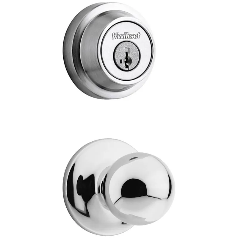 Kwikset Polo Passage Knob Set and Single Cylinder Keyed Entry Deadbolt Combo with SmartKey from the Contemporary Collection Best Choice