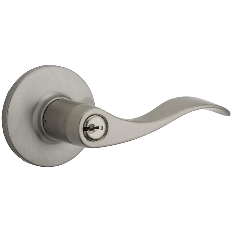 Place Order Kwikset Layton Single Cylinder Keyed Entry Door Lever Set with Round Rose from the Safe Lock Collection