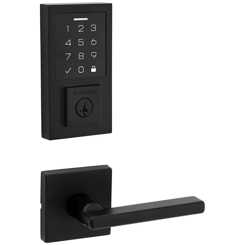 Limited Offer Kwikset Halifax Passage Lever Set and Electronic Keyless Entry Deadbolt Combo Pack with SmartKey from the SmartCode Deadbolts Touchscreen Collection