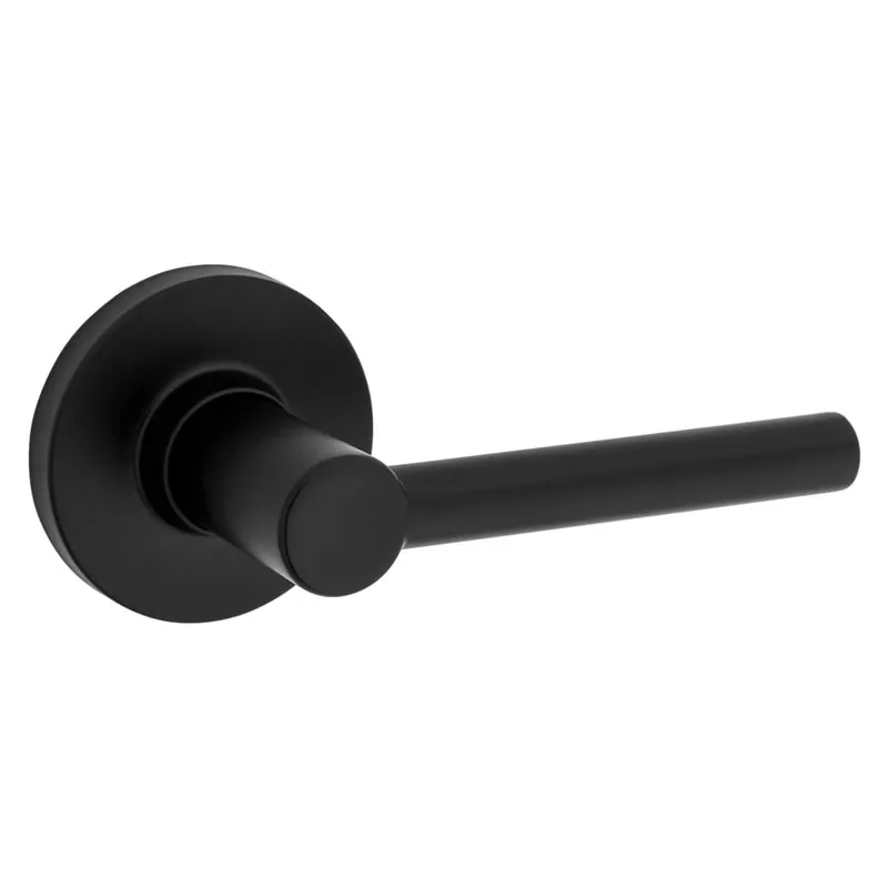 Markdown Kwikset Reminy Passage Door Lever Set with Round Rose from the Safe Lock Collection