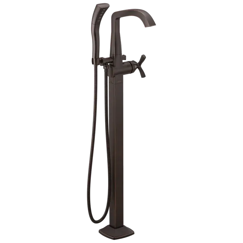 Money Back Guarantee Single Handle Floor Mount Tub Filler Trim (Recertified) in Venetian Bronze