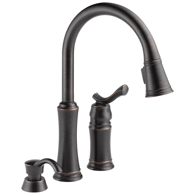 Pull-Down Kitchen Faucet with Soap Dispenser (Recertified) in Venetian Bronze New Arrival