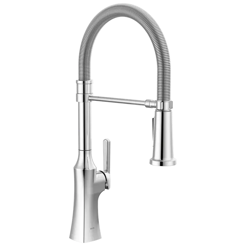 Modern Single Handle Pull-Down Kitchen Faucet With Spring Spout in Chrome