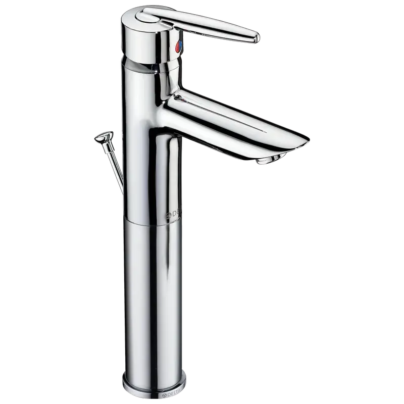 Secure Checkout Single Hole Bathroom - Stick Handle - with Pillar Extension Includes Pop-Up Ceramic Valve System in Chrome