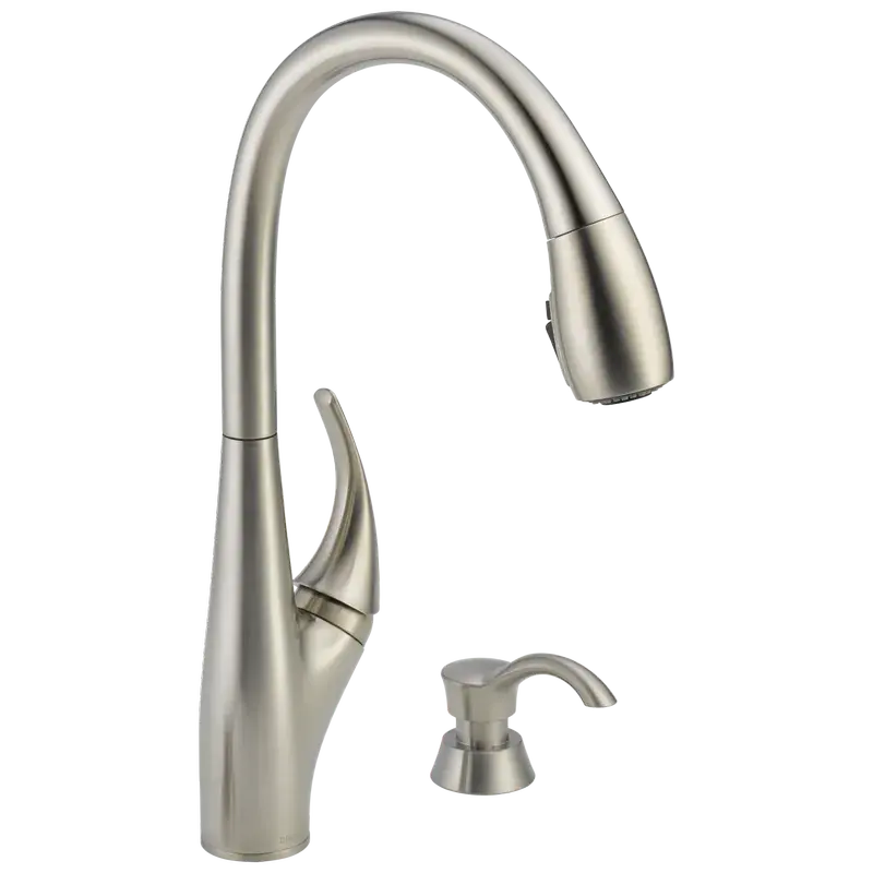 Limited Time Single Handle Pull-Down Kitchen Faucet with Soap Dispenser and ShieldSpray® Technology (Recertified) in Stainless