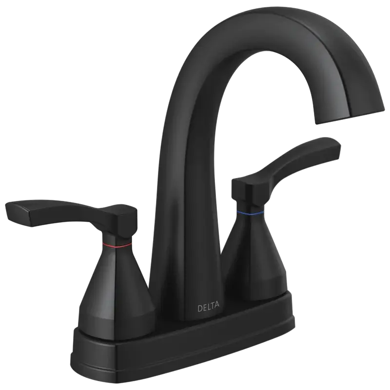 Modern Two Handle Centerset Bathroom Faucet (Recertified) in Matte Black