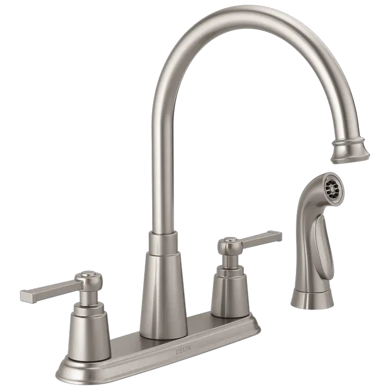 Next Day Delivery Two Handle Kitchen Faucet with Spray in Spotshield Stainless