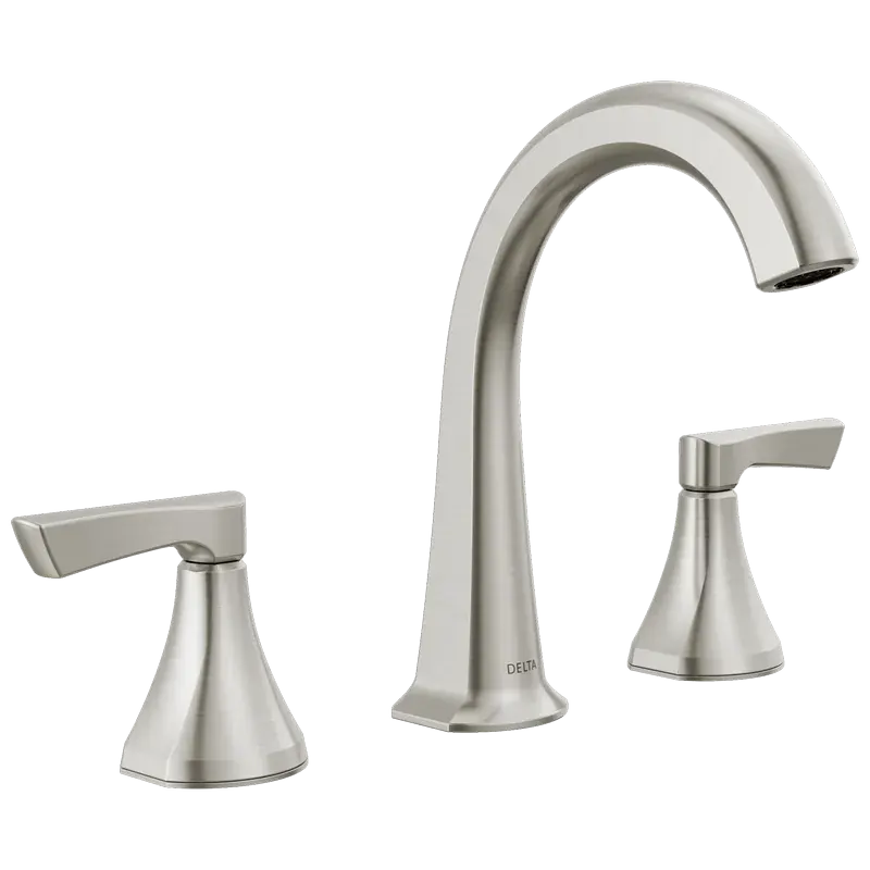 Worldwide Shipping Two Handle Widespread Bathroom Faucet in Spotshield Brushed Nickel