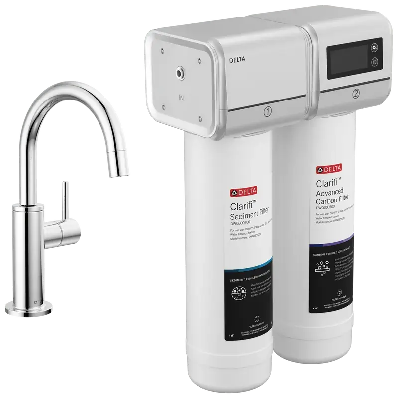2-Stage Water Filtration System with Beverage Faucet Bundle in Chrome Trending